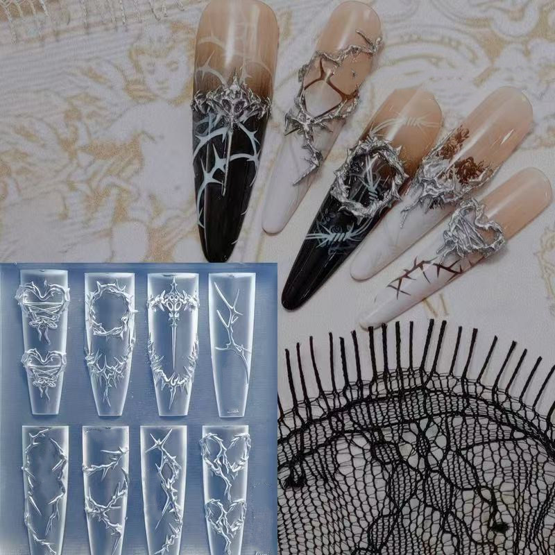 Resin Art Template - 3D шипы дизайн ногтей силиконовые формы
