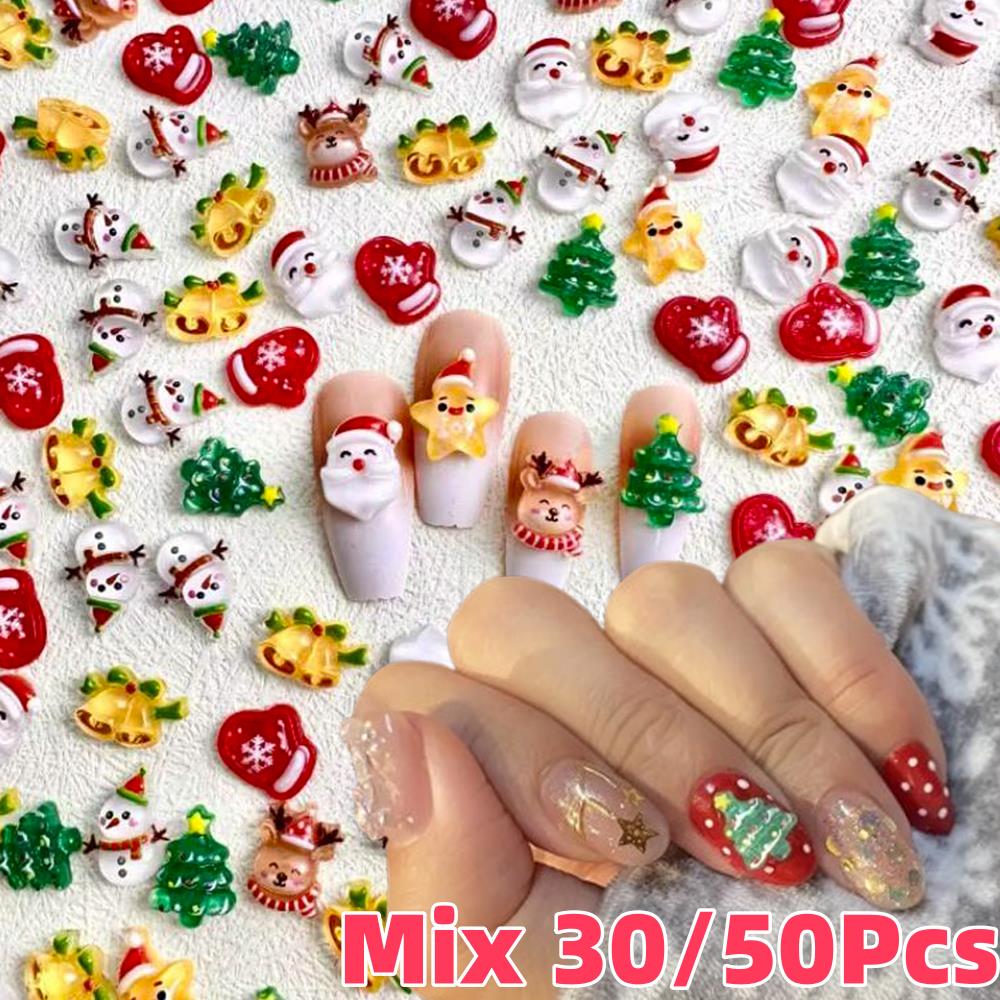 Xmas Resin Art - 30/50 шт. 3D милые рождественские подвески