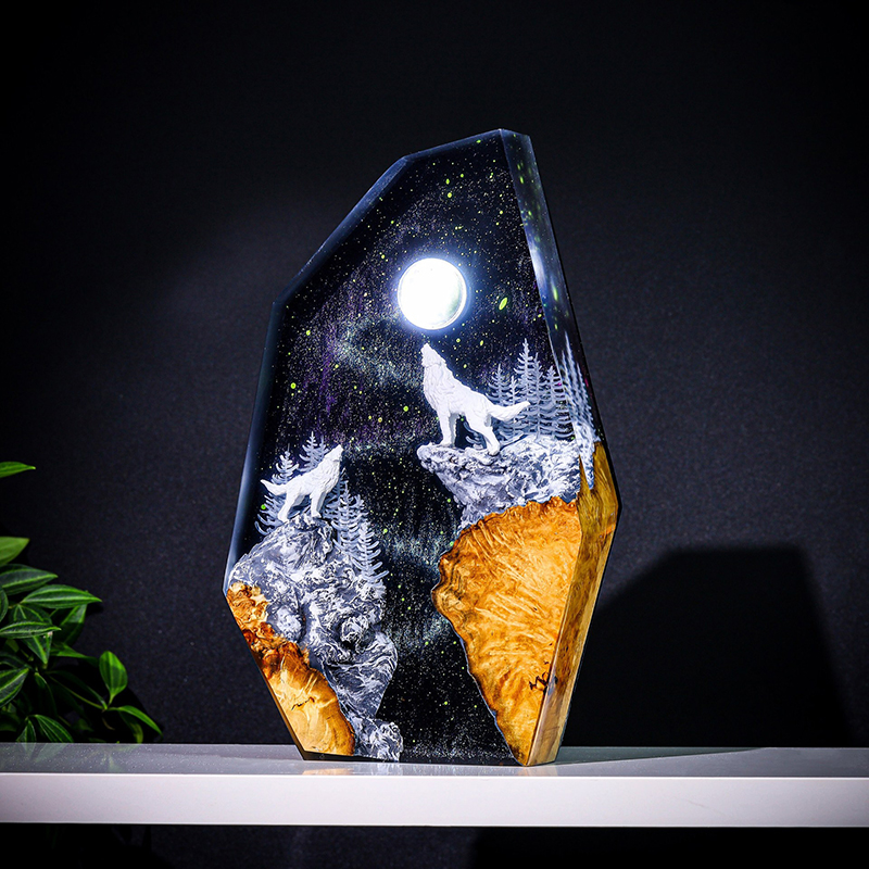 Resin Art Baby - Ночник-фигурка из смолы «Природные животные»: Волк,