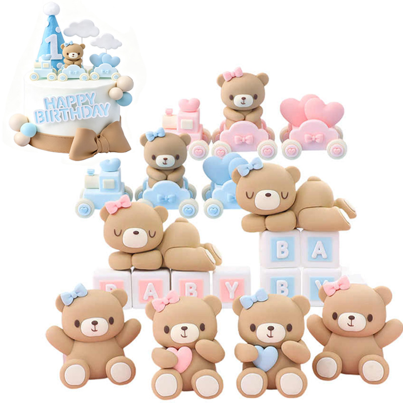 Resin Art Baby - 3D-фигурка медведя розово-голубого цвета для украшения
