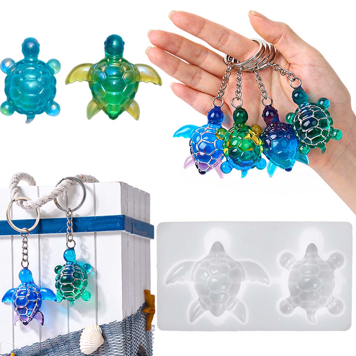 Resin Art Liquid - 3D брелок с морской черепахой, силиконовая